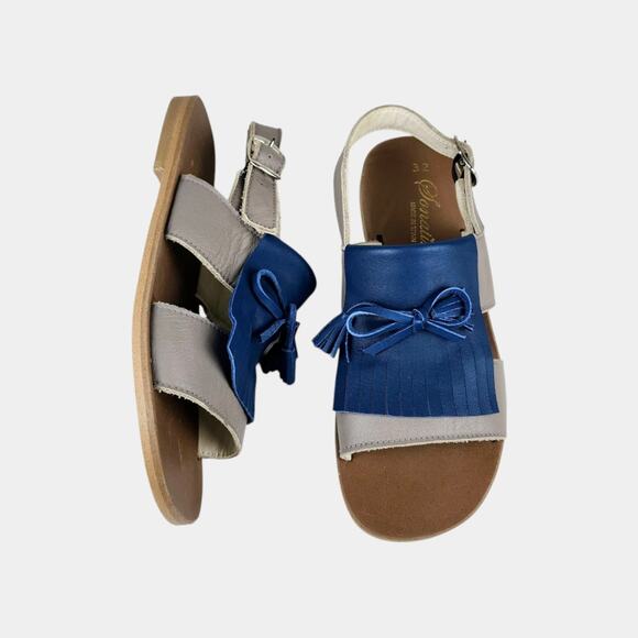 Sonatina Sapphire Leather Fringe Sandals - Picture 1 of 8